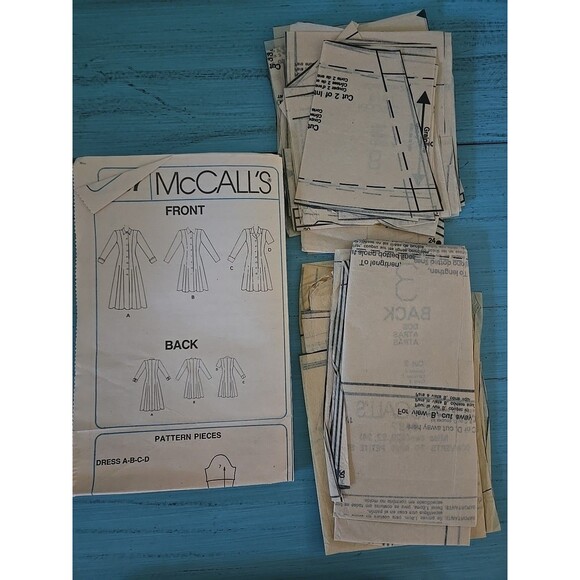 McCalls Pattern 6187 Sz 20-24 Misses Petite Semi Fitted Button Front Dress 90s - Picture 2 of 3